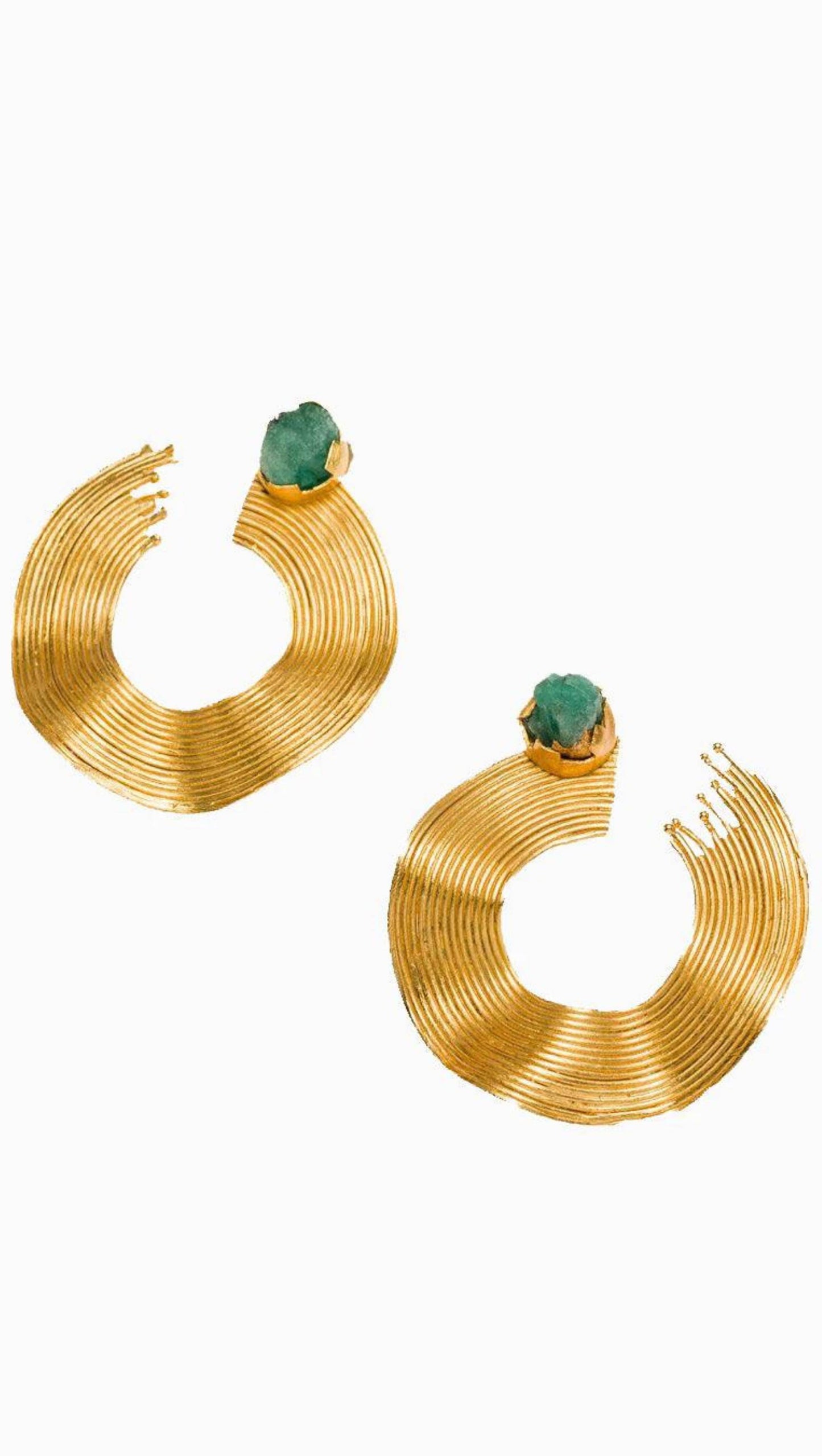 Maxi Waves Emerald Earrings