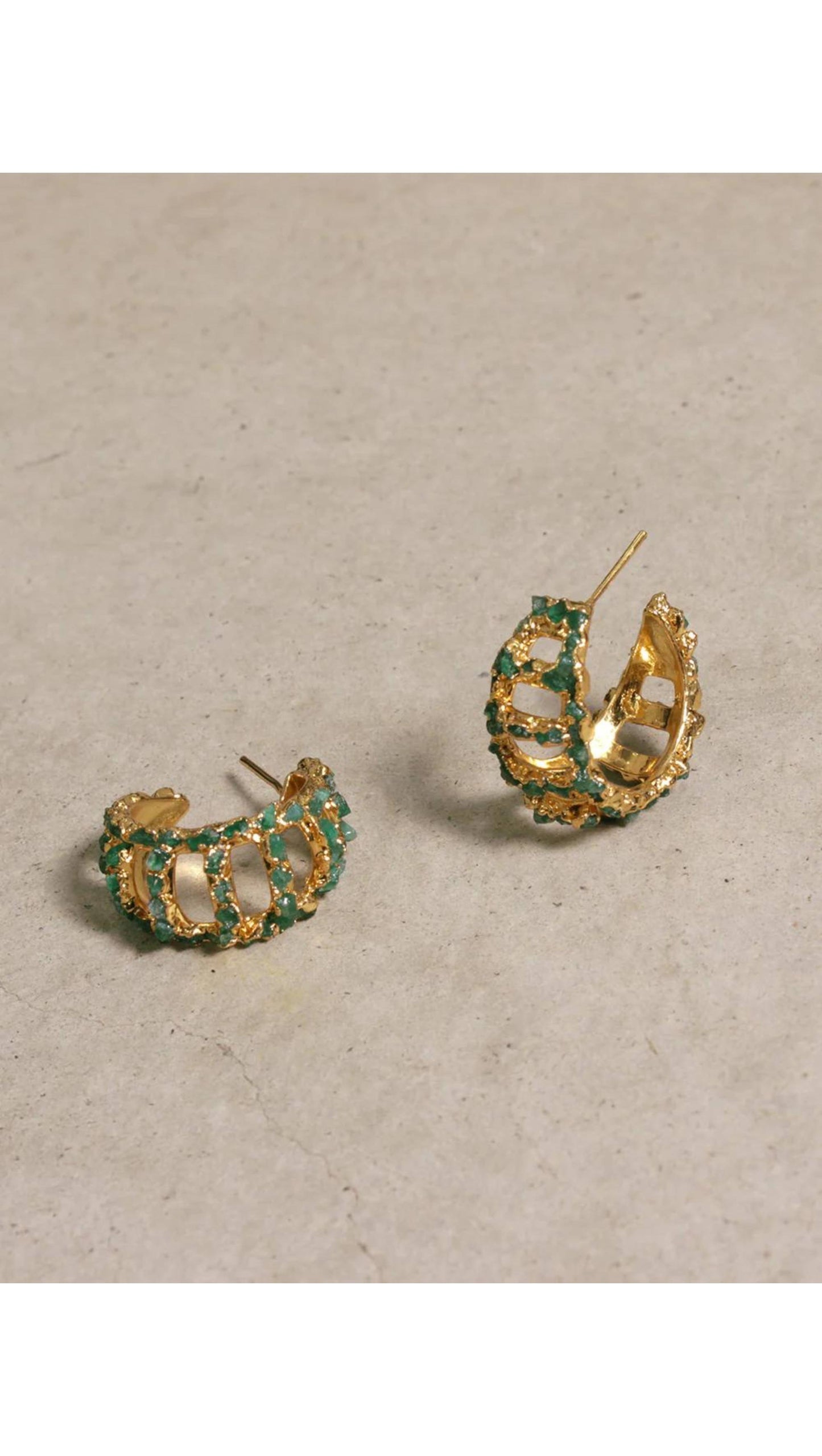 Lia Square Emerald Hoops