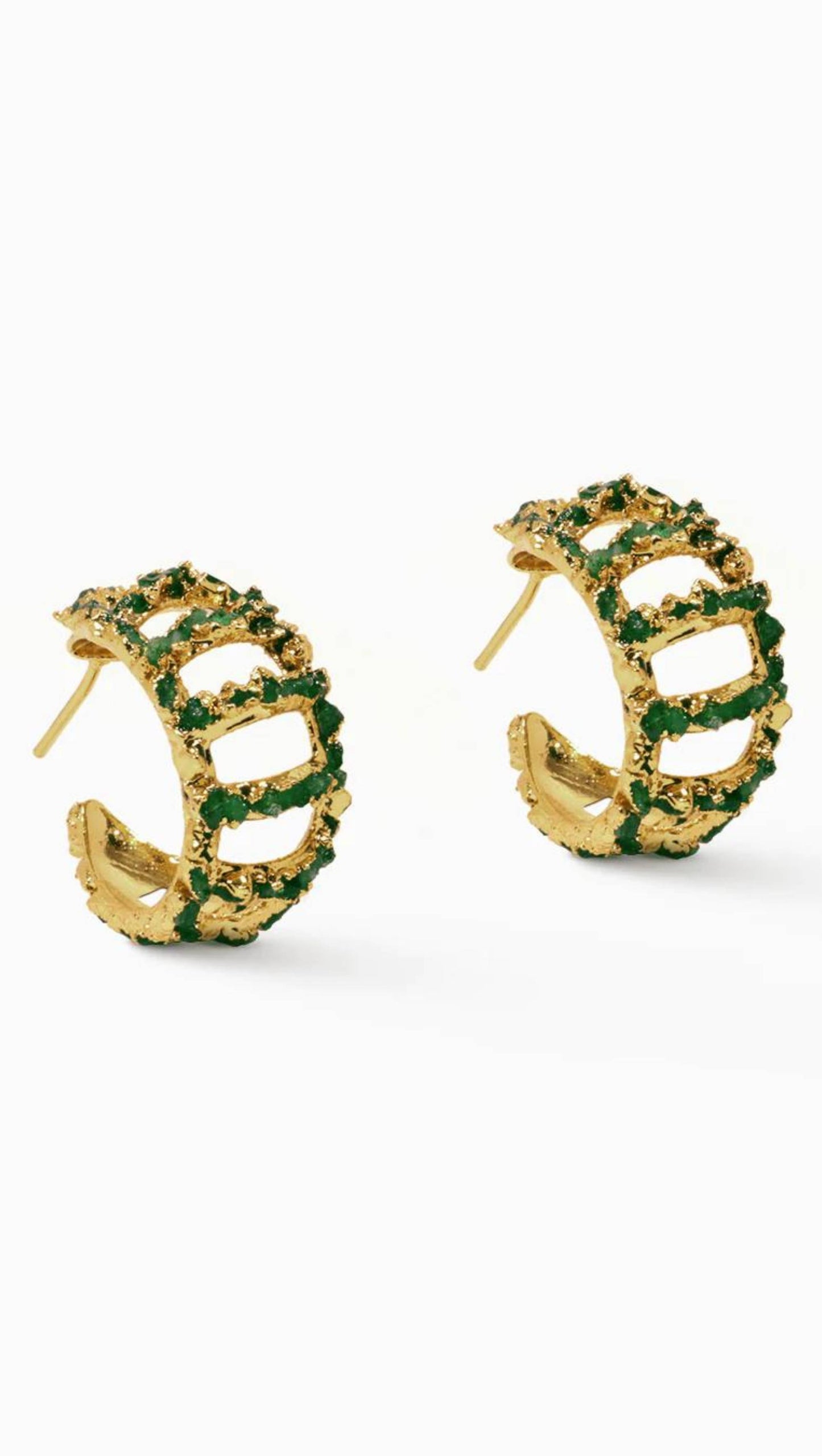 Lia Square Emerald Hoops