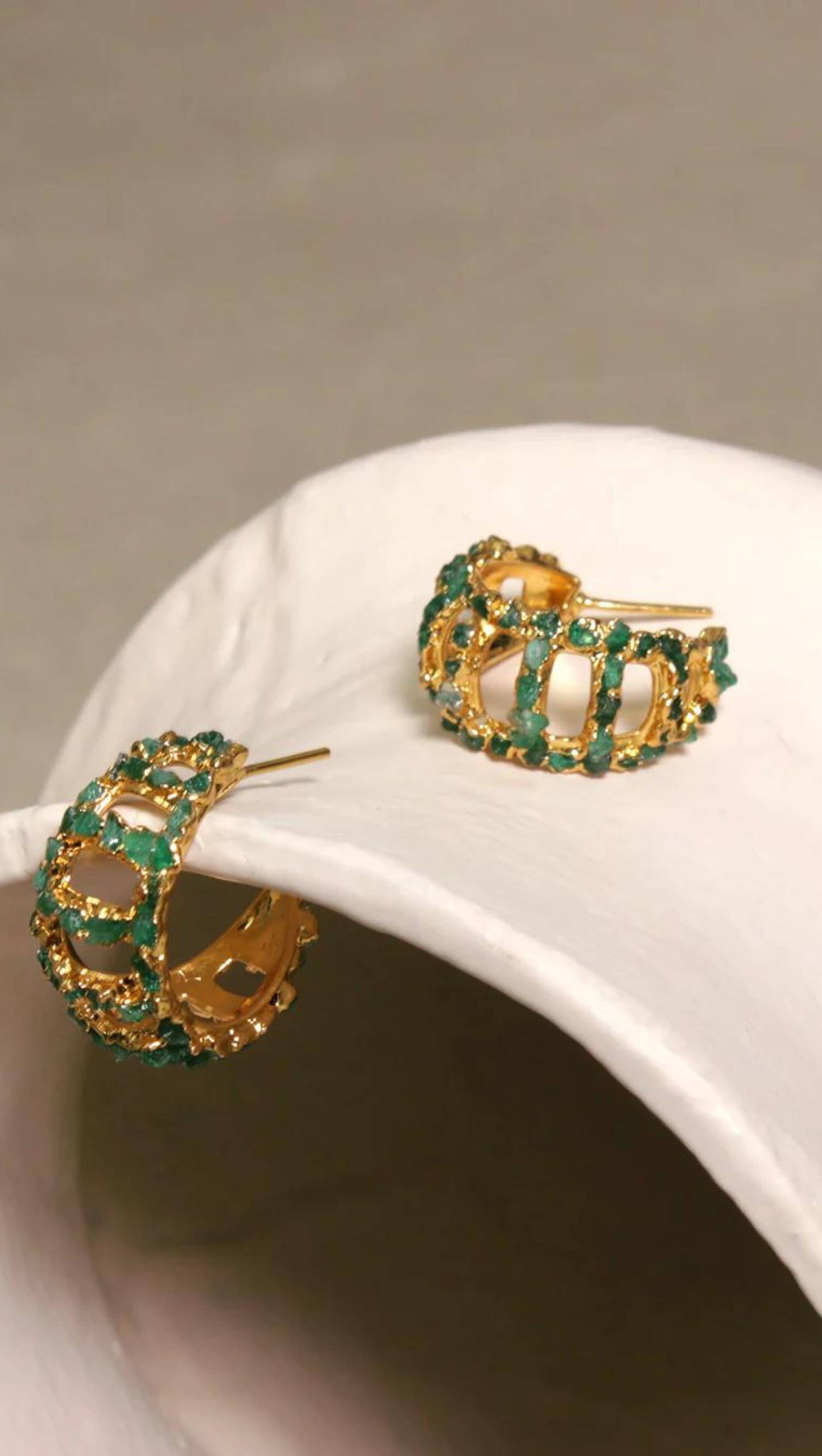 Lia Square Emerald Hoops