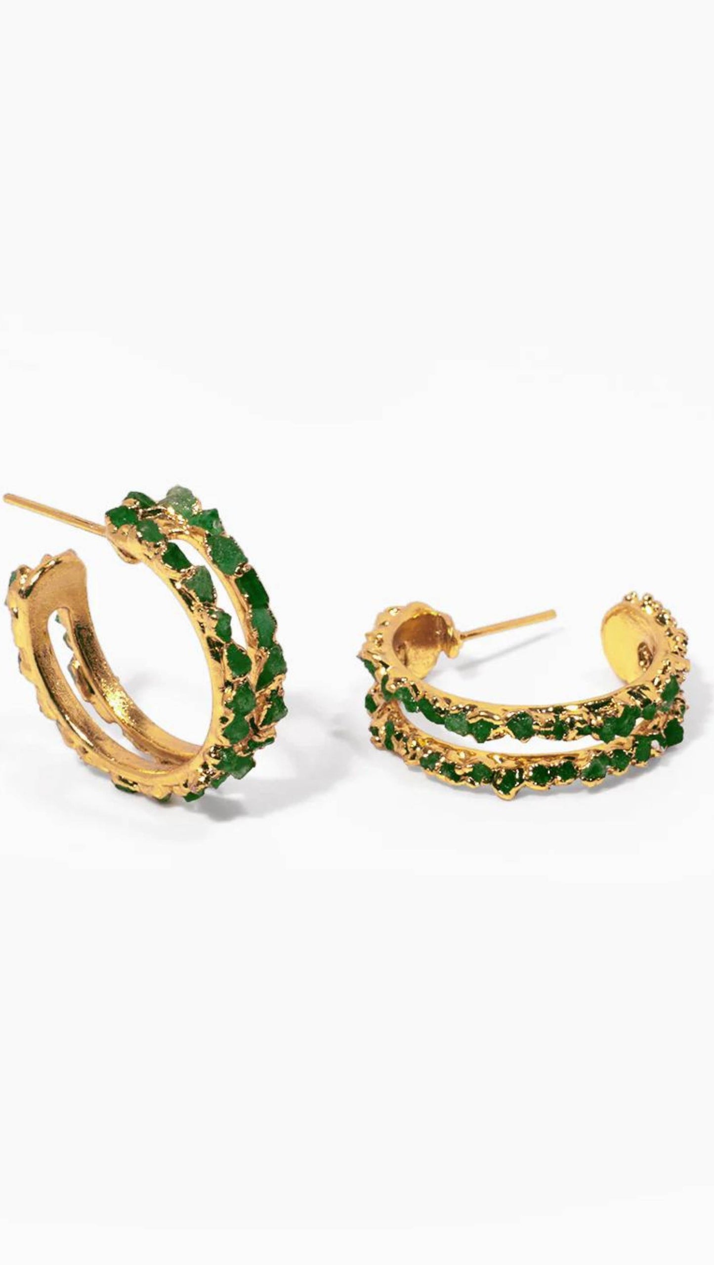 Mid Square Emerald Hoops